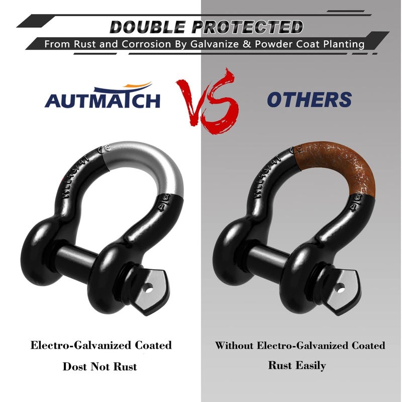 AUTMATCH D Ring Shackle 3/4"" Shackles (2 Pack) 41 887Ibs Break Strength  Clevis Shackle with 7/8"" Screw Pin and Shackle Isolator Washers Kit for Tow Strap Winch Off Road Vehicle Recovery  Black - Image 5